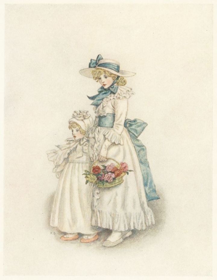 Sisters, Girl with a Blue Sash and Basket, With a Baby, s.d.